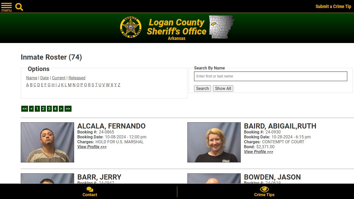 Inmate Roster - Current Inmates - Logan County Sheriff's Office, Arkansas